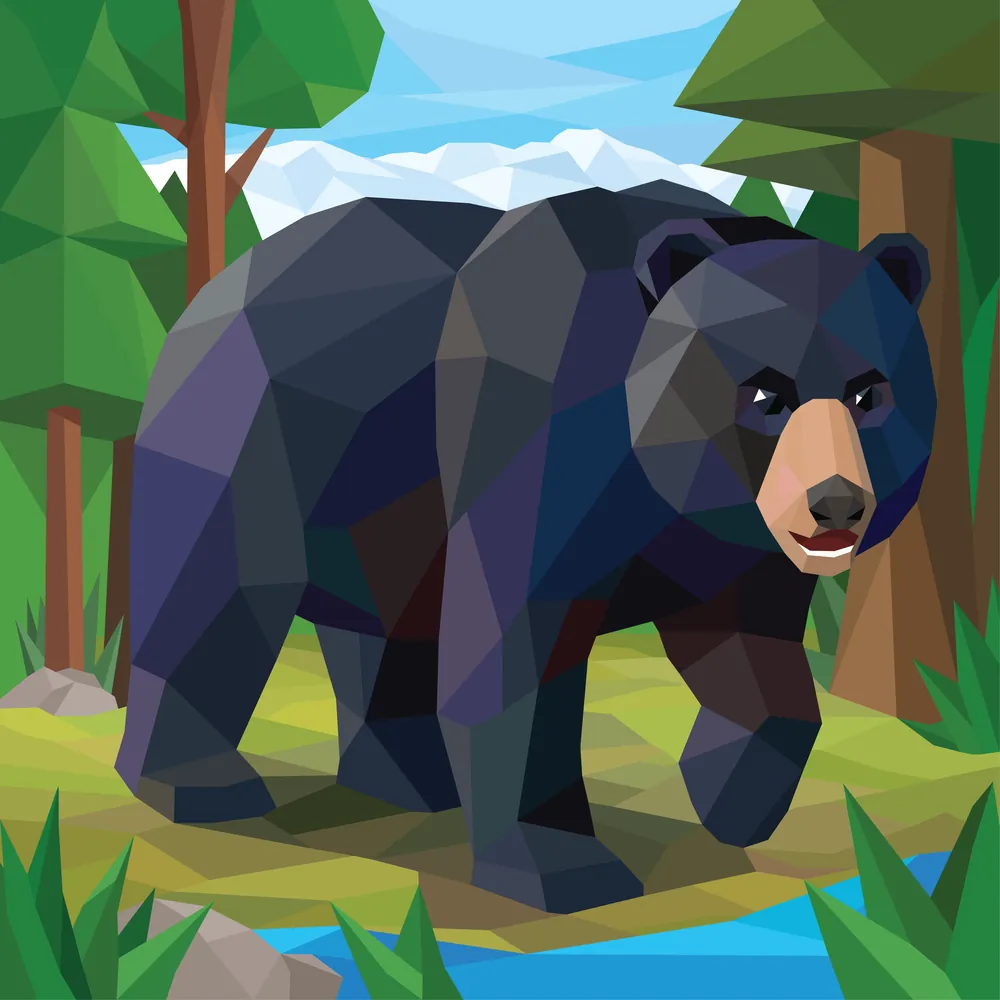 The black bear scene with every sticker in place